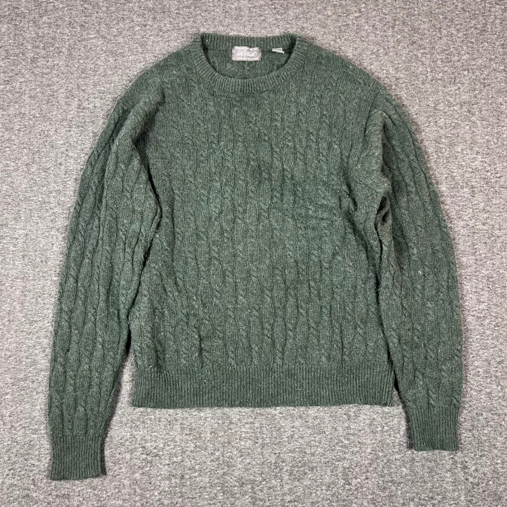 Vintage Lord & Taylor Three Ply Cashmere Cable Knit Sweater Womens Large Green